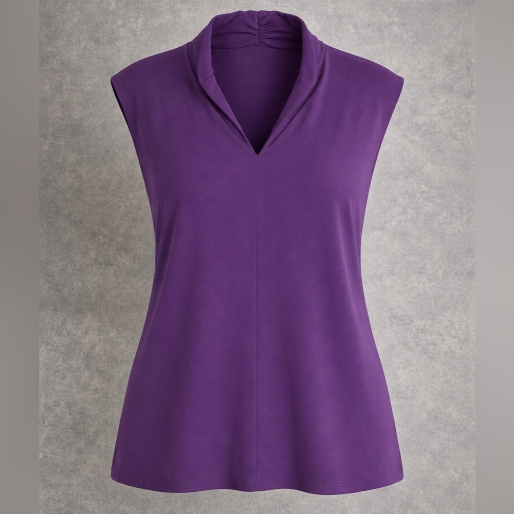Jones Studio Separates Eggplant Sleeveless V-Neck Blouse 2X